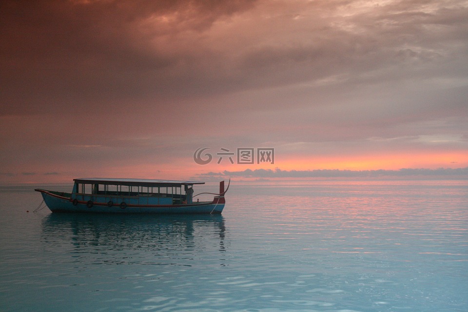 马尔代夫,印度洋,日落