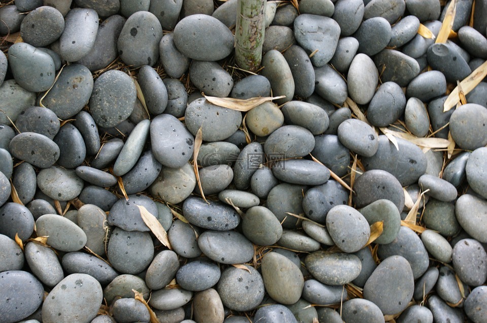岩,鹅卵石,灰色