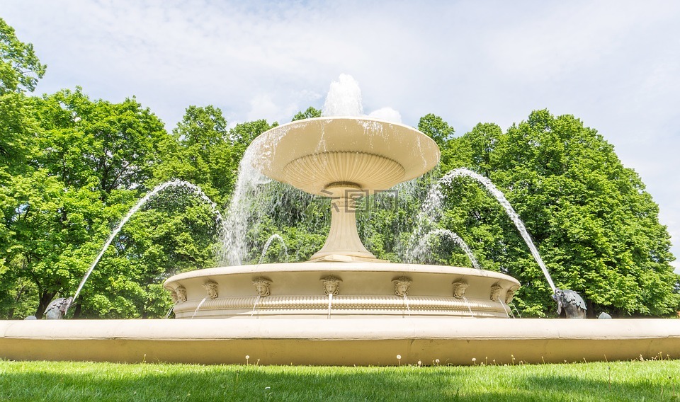 喷泉,花园,公园