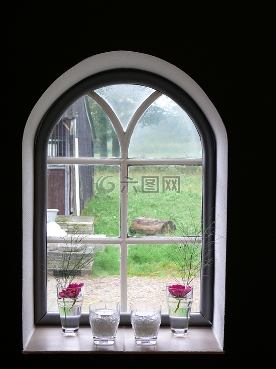 窗口,农场,看