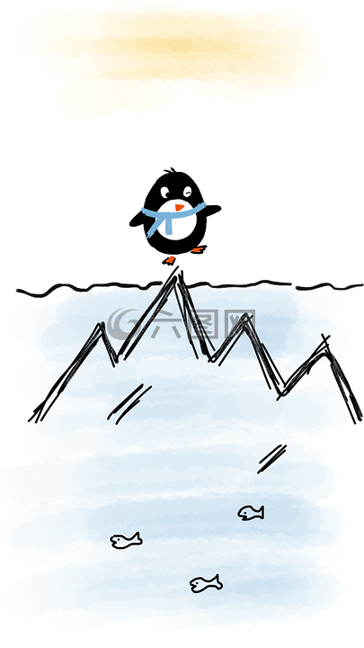 冰山一角,企鹅,海