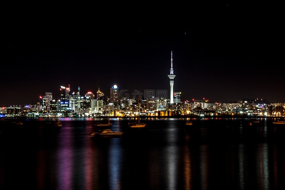 夜,奥克兰,新西兰