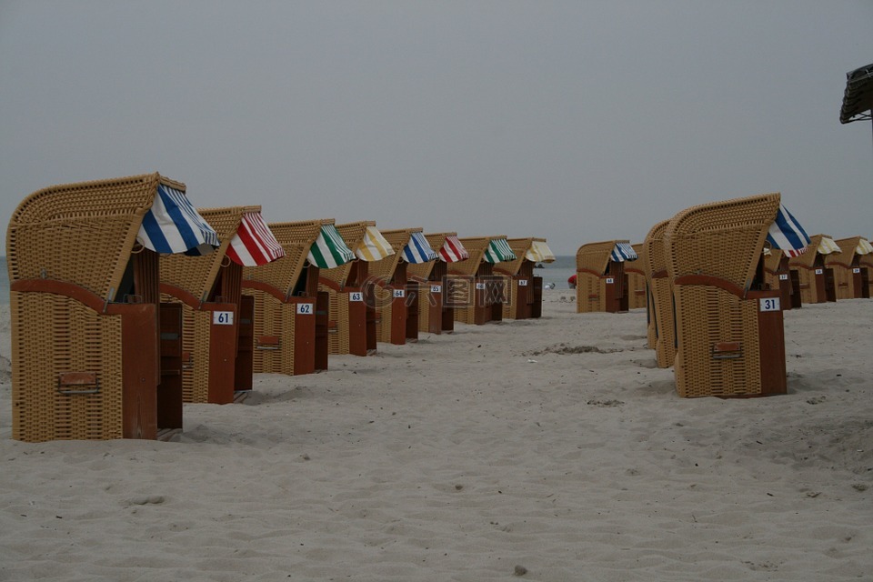 沙滩椅,海滩,沙