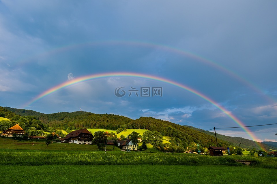 彩虹,太阳,雨