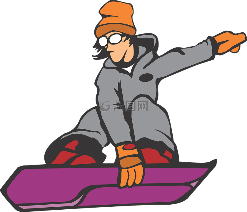 卡通,滑雪板,运动
