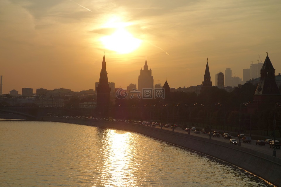 莫斯科,日落,克里姆林宫