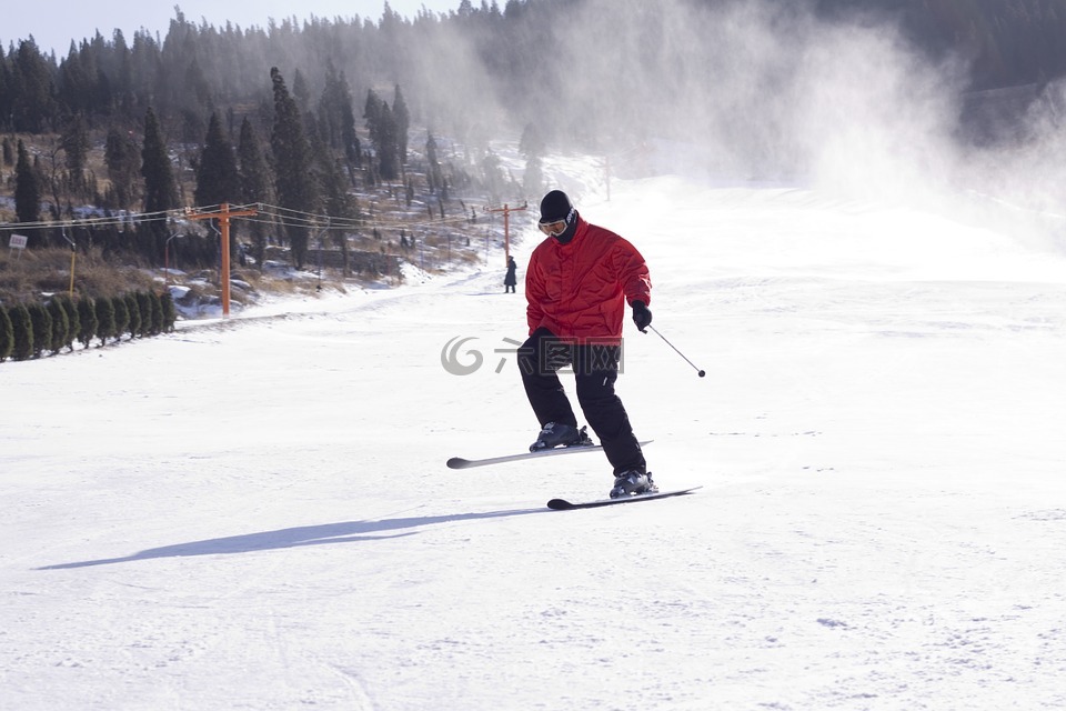 滑雪,人物,雪山