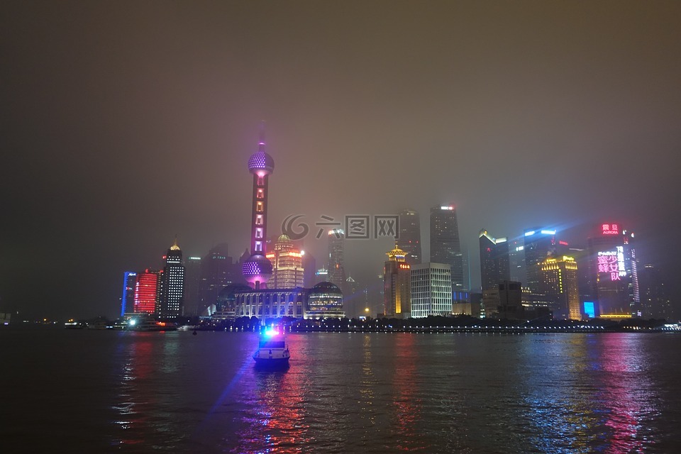 上海,东方明珠广播电视塔,夜景