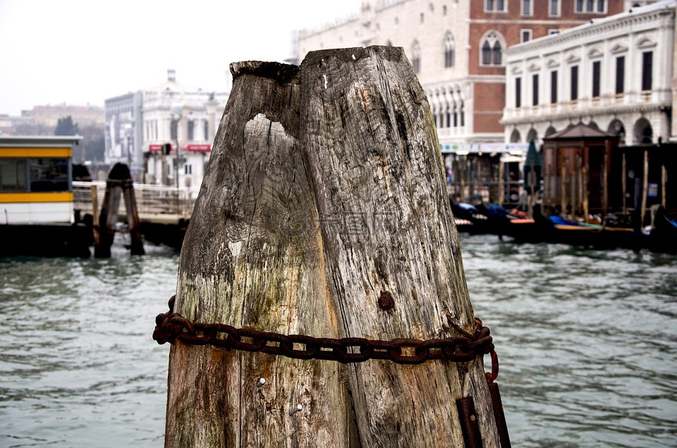 系缆柱,威尼斯,水