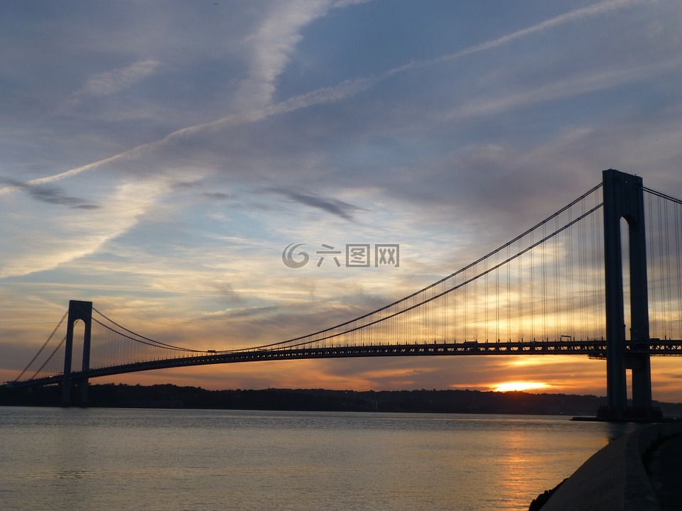 维拉扎诺桥,桥,日落