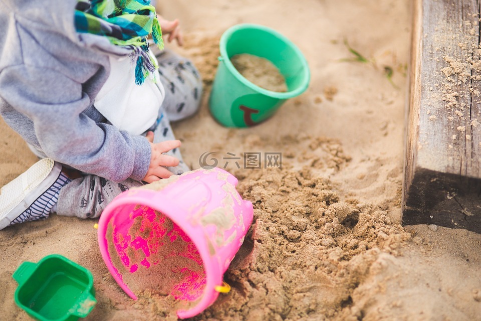 沙坑,儿童,玩具