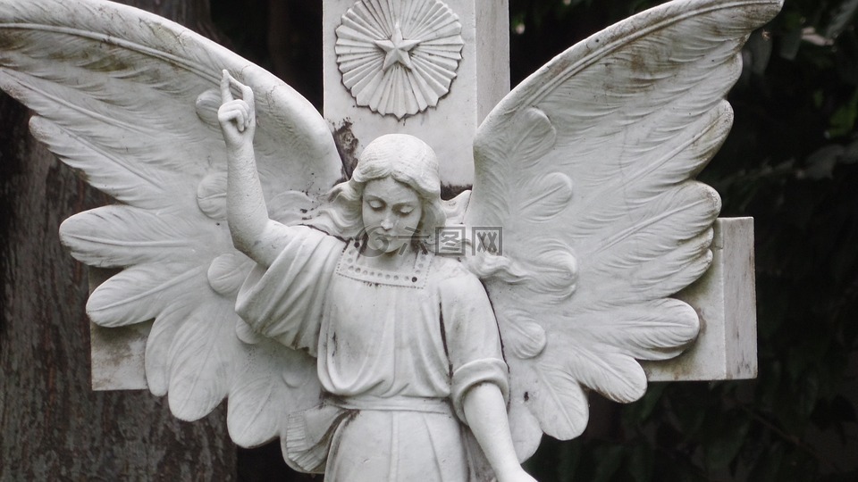 雕像,白色的天使,翅膀