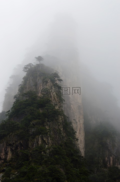 黃山,冬天,雲霧