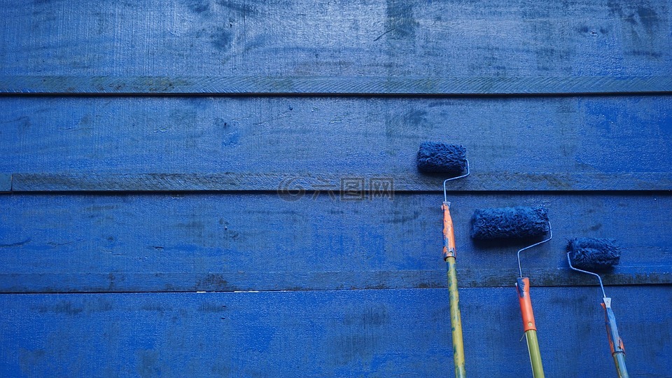 粉刷,蓝色,墙