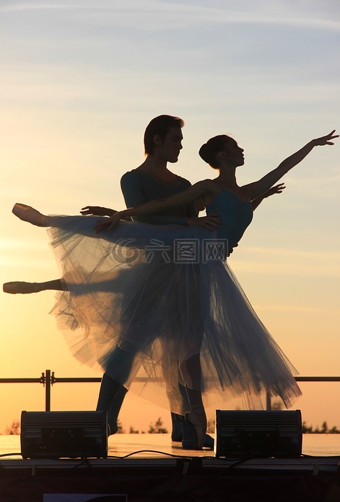 芭蕾舞,晚上,日落
