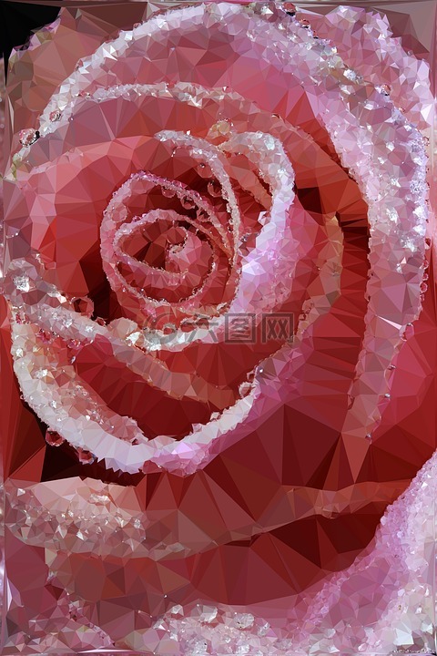 粉红色,玫瑰,多边形的艺术