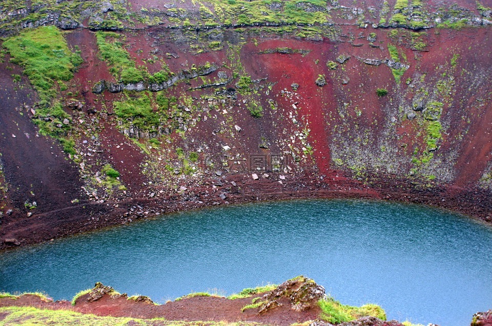 火山口湖,冰岛,火山口