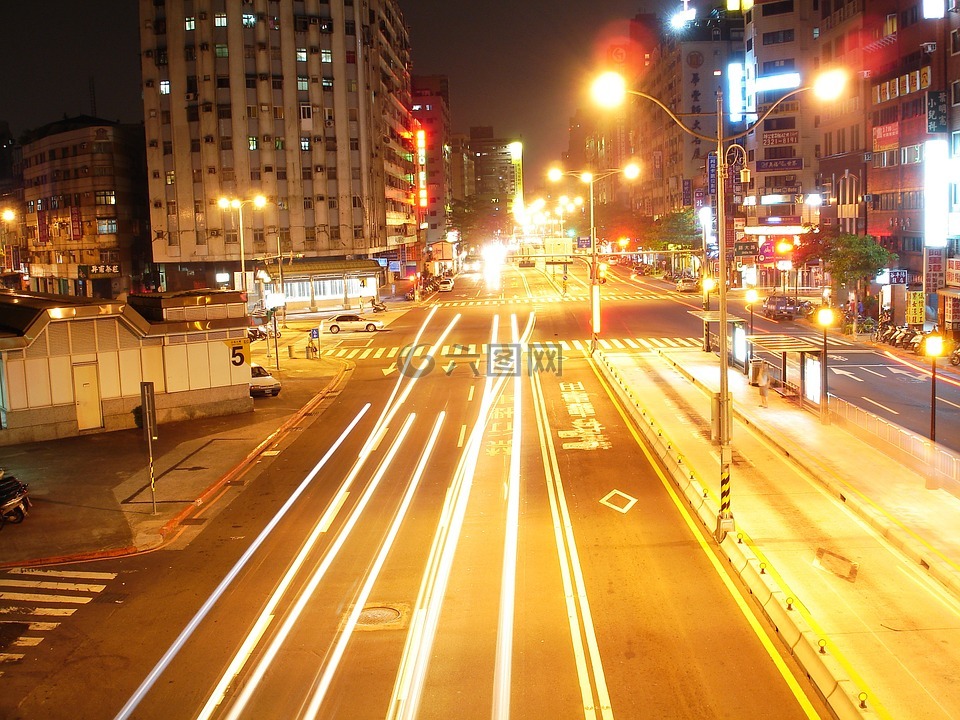 台北,夜景照片,路灯