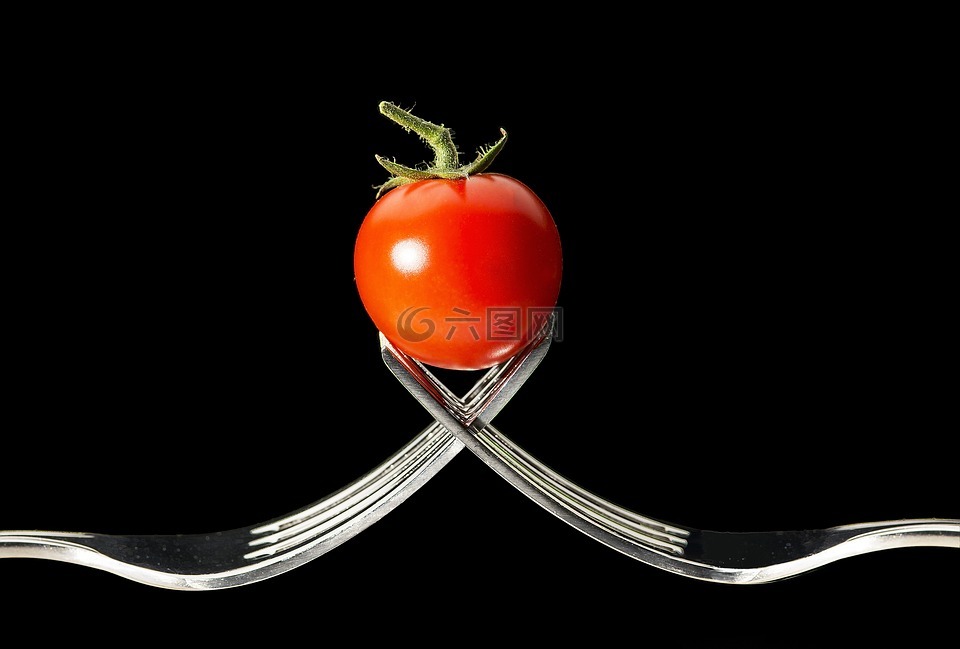 番茄,叉子,宏