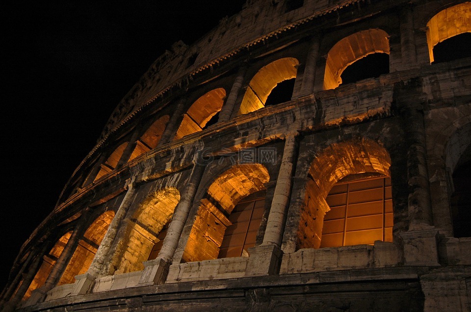 罗马,古罗马圆形竞技场,夜