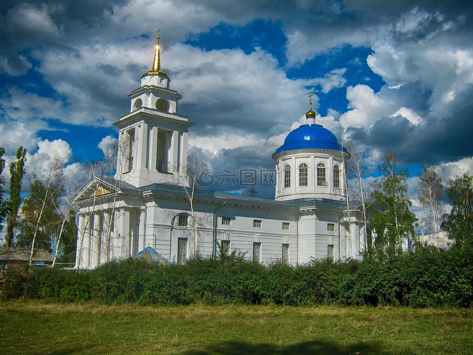 俄罗斯,教堂,天空