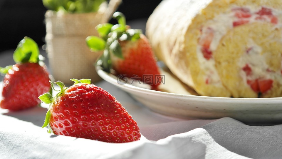 草莓,草莓蛋糕,百事吉
