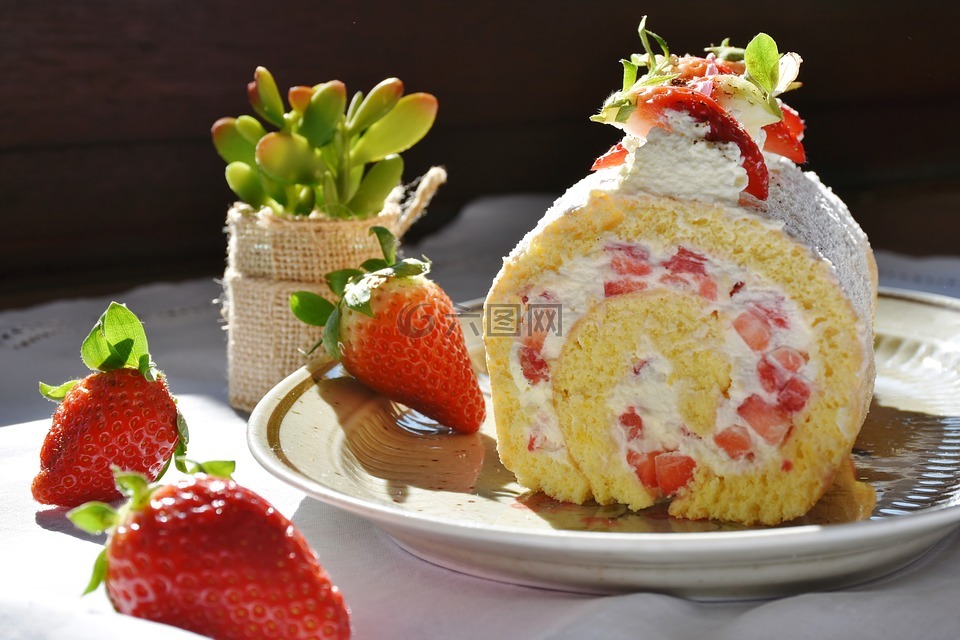 草莓卷,草莓,草莓蛋糕