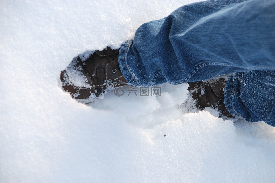 鞋,雪,走