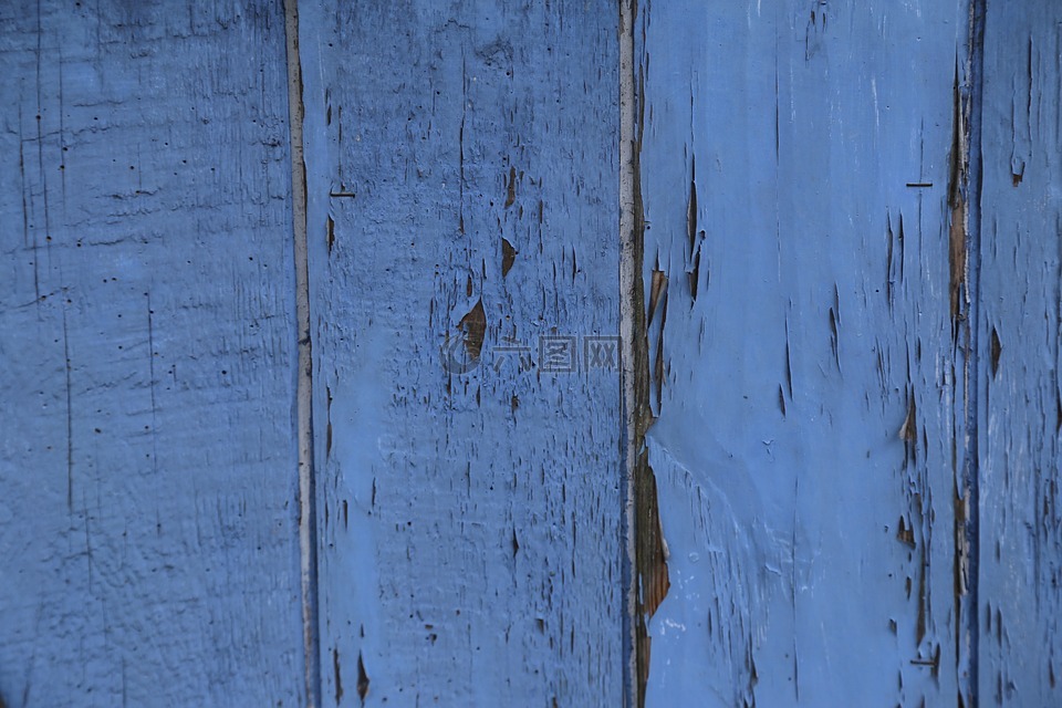 木栅栏,蓝色,板