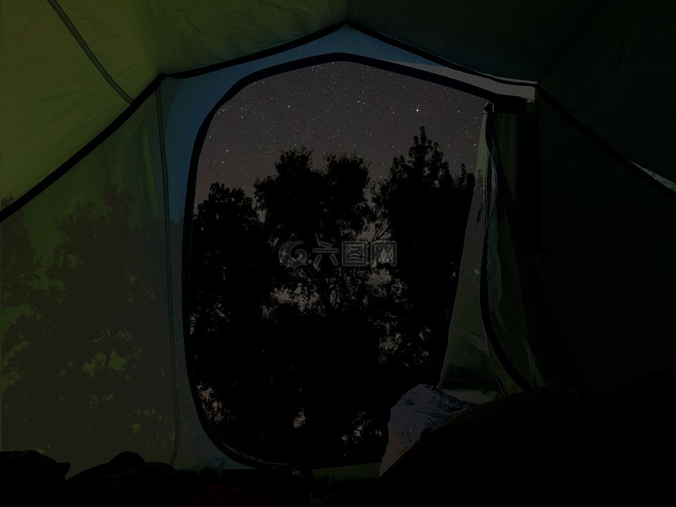 开帐篷,星星,夜