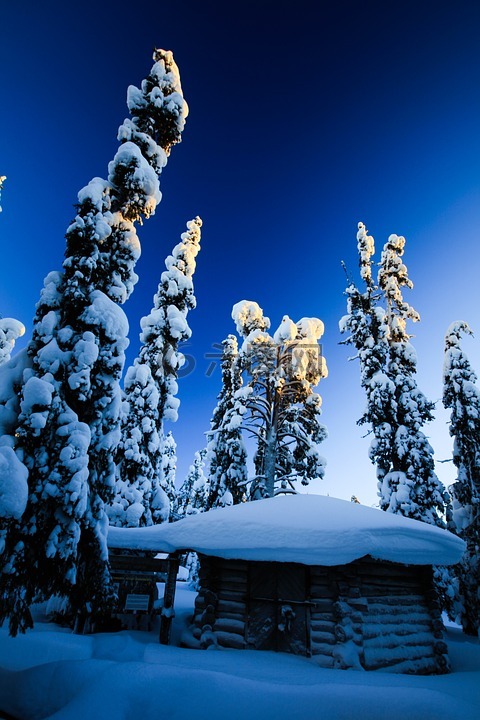 芬兰,似雪,木房子