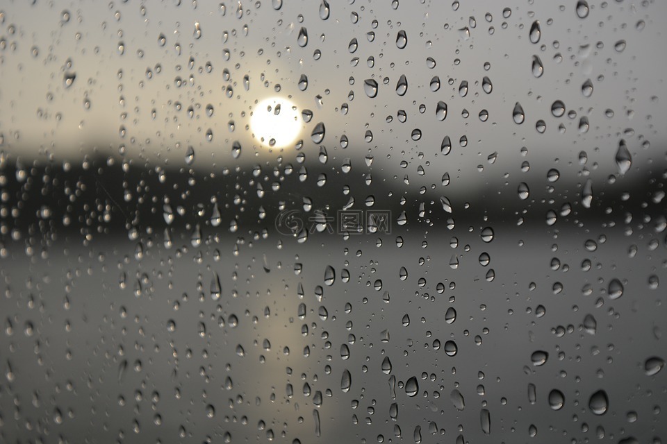一滴水,雨,窗口