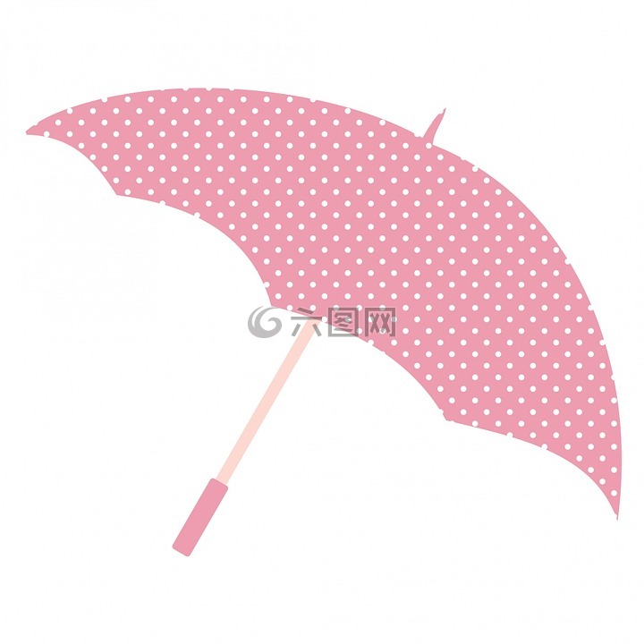 伞,粉红色,波尔卡圆点