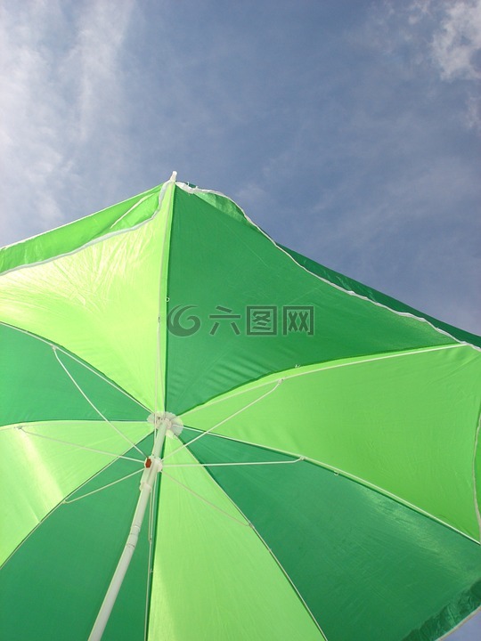 太阳伞,绿色,假期