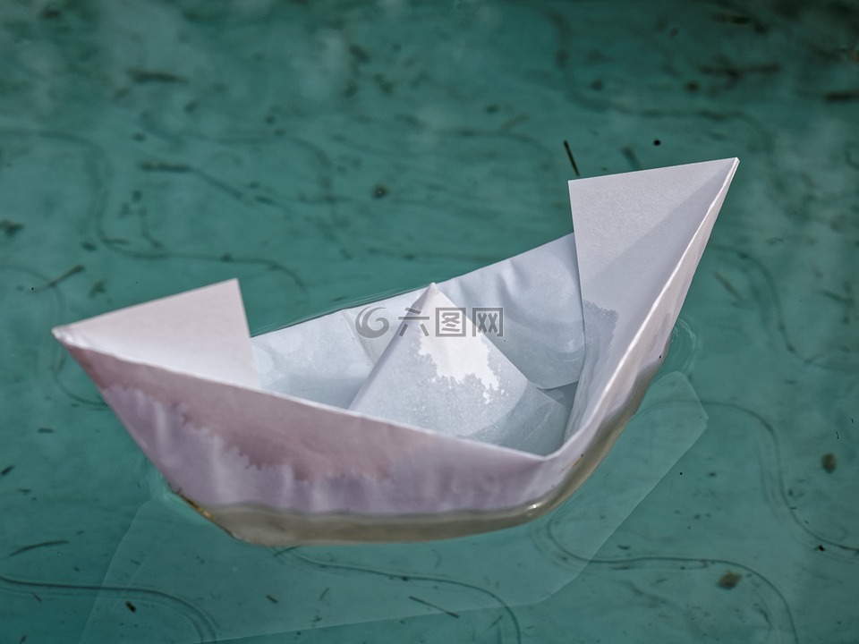 折叠,纸船,水