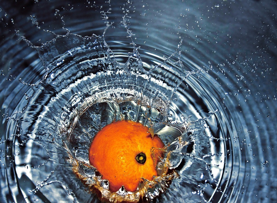 橙色,下降,水