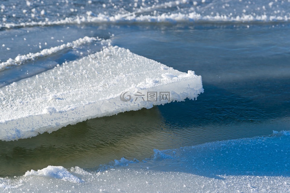 浮冰,水,冬季