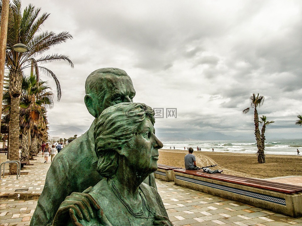 雕像,阿利坎特,地中海