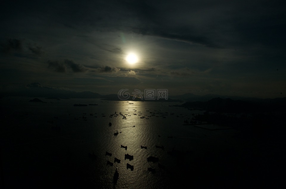 香港海港,船夕阳,穆迪