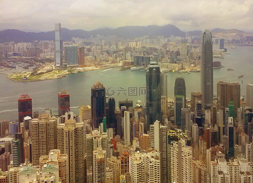 香港,城市,摩天大楼