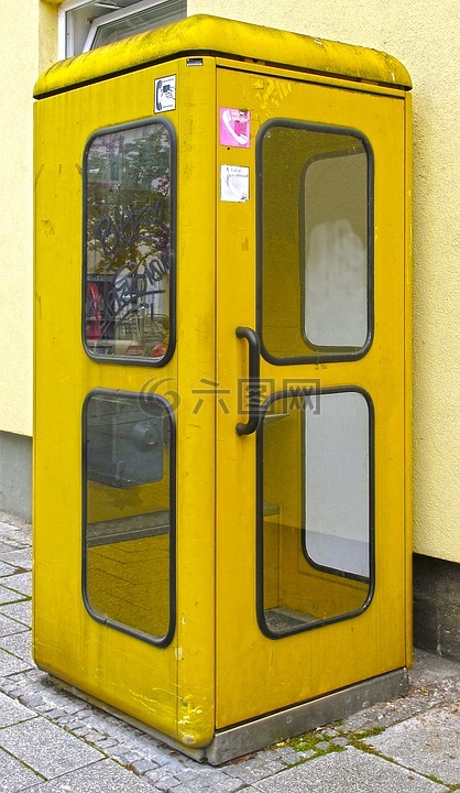 公用电话亭,黄色,过时