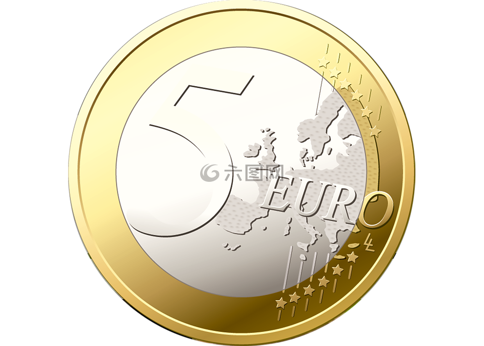 硬币,5 欧元,钱