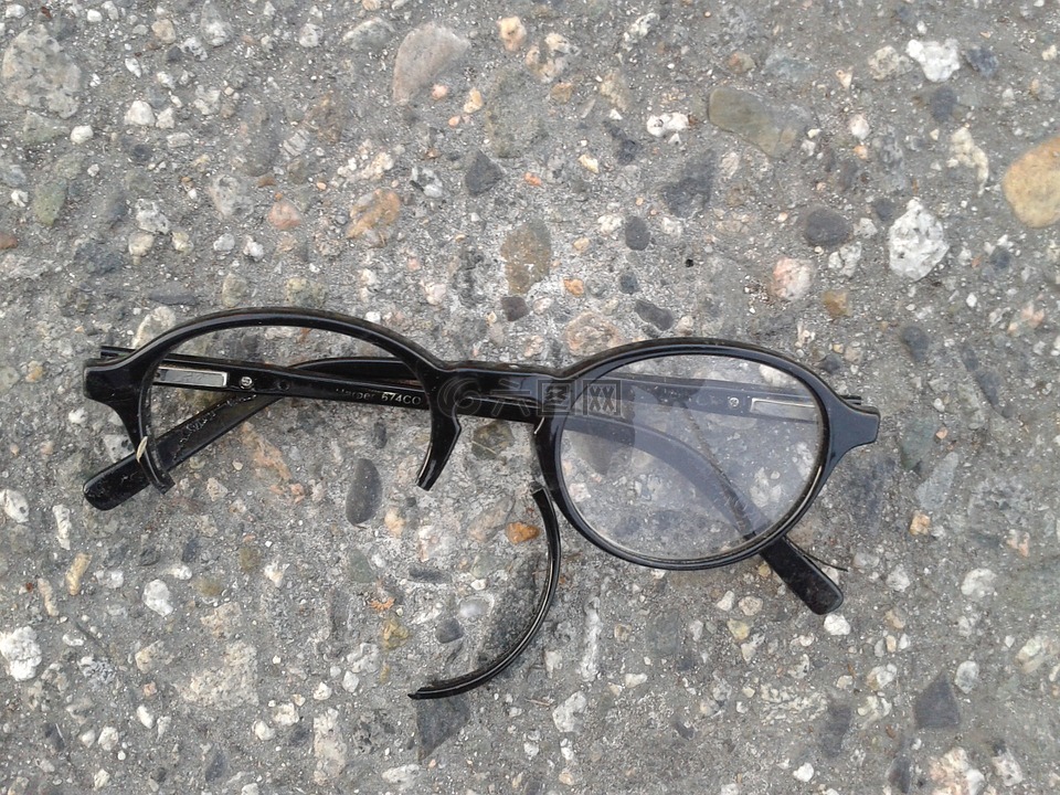 眼镜,碎的玻璃,视力