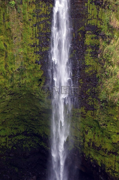 阿卡卡瀑布,夏威夷,大岛