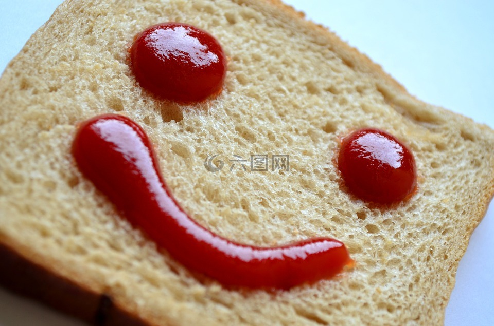 面包,番茄酱,红色