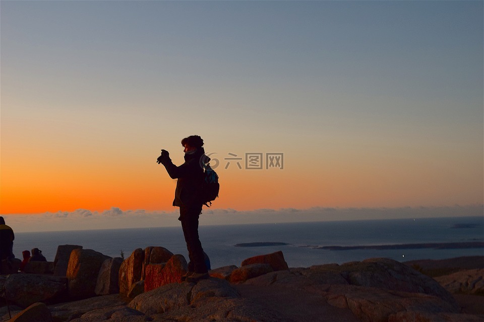 日出,山,看