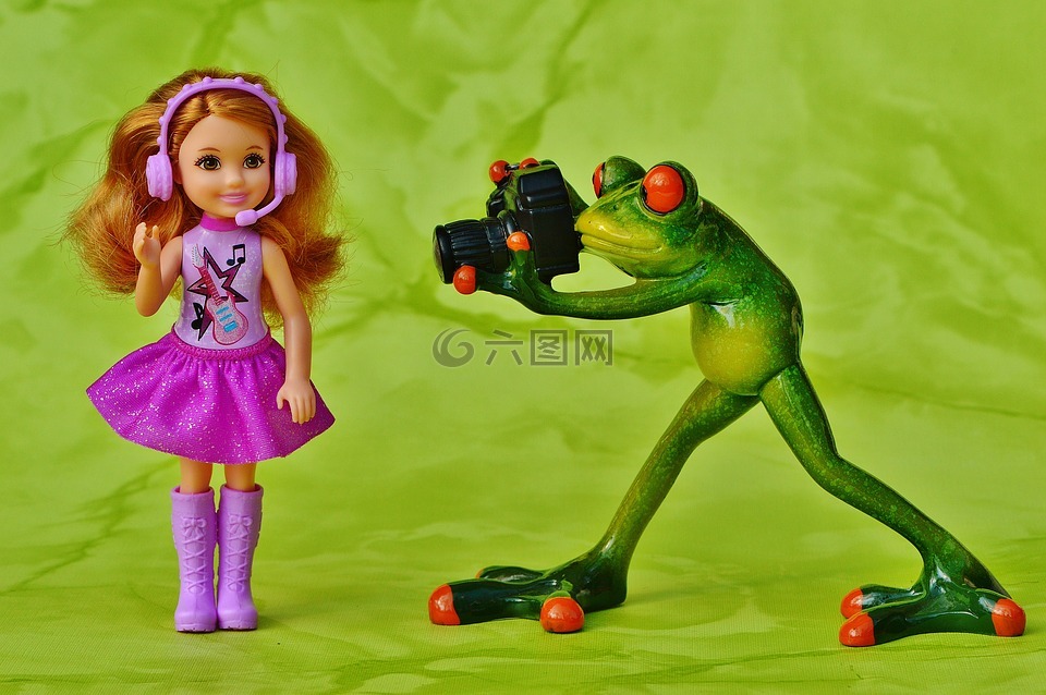 摄影师,青蛙,女孩