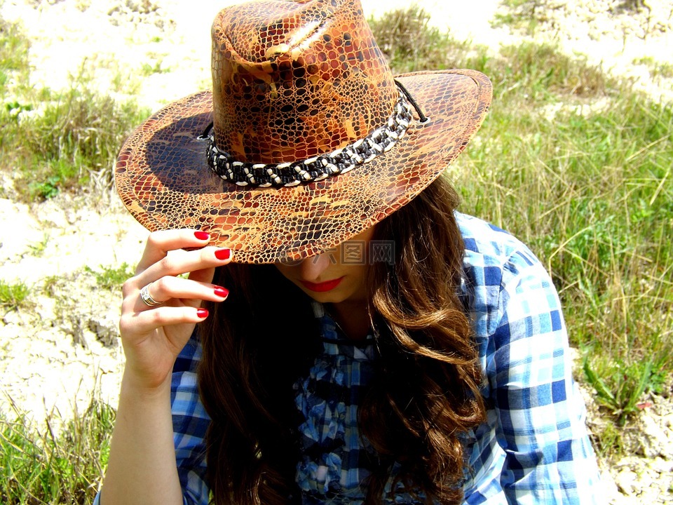 女牛仔,狂野的西部,帽子