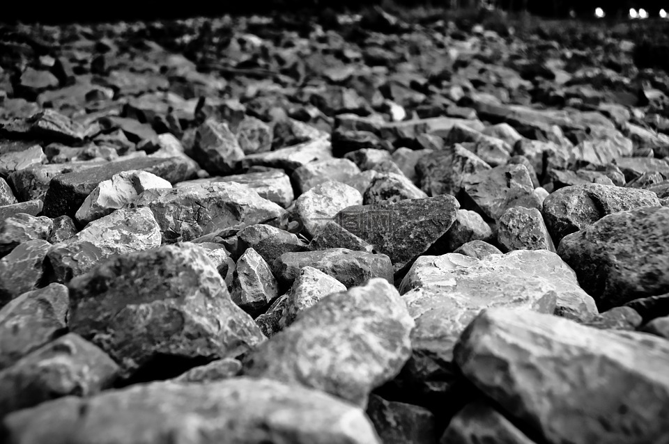 黑色和白色,碎石,灰色