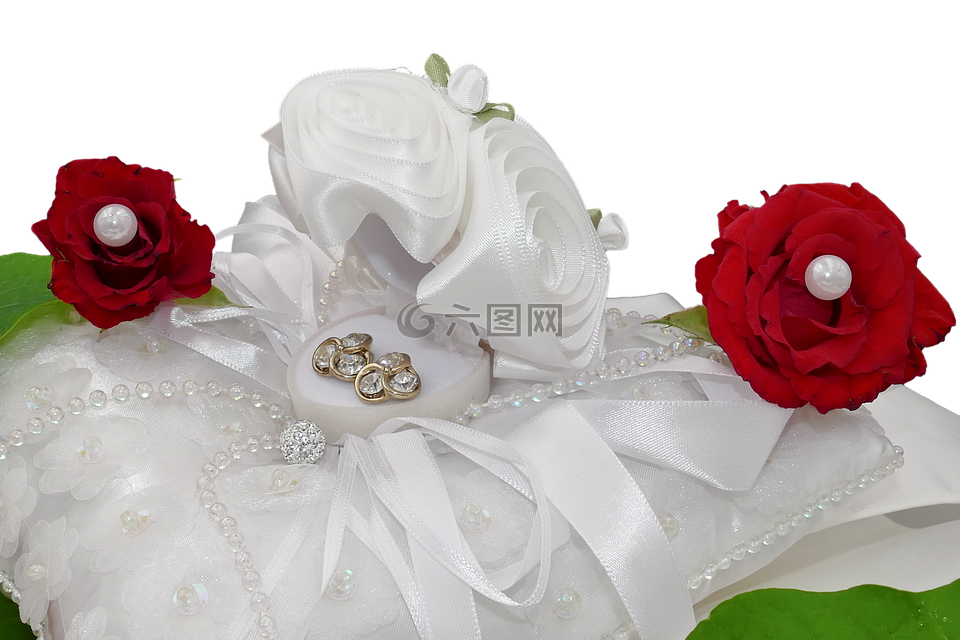 婚礼,环枕,玫瑰